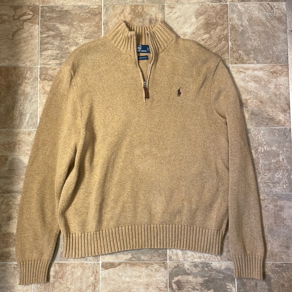 Polo by Ralph Lauren 1/4 Zip Pima Cotton Tan Pullover Sz. X-Large
